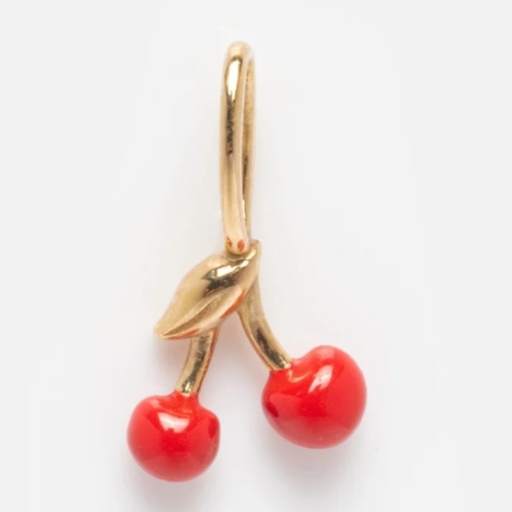 Gold and Red Cherry Pendant